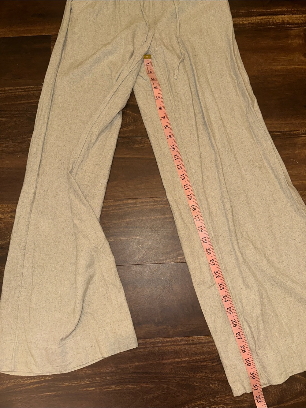 A New Day Linen Blend Tan Wide Leg Drawstring Pants in Size Small - Picture 3 of 5